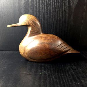Vintage Ironwood Hand Carved Sitting Duck Figurine Rustic Decor Hunter Gift